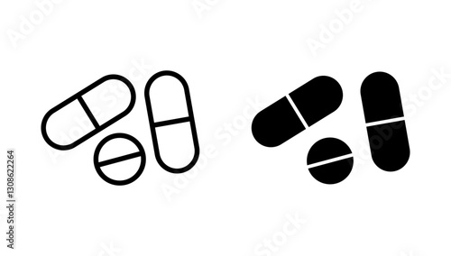 Pills icon vector. capsule icon. Drug sign and symbol