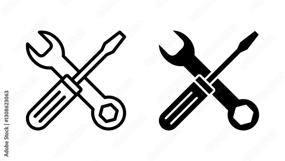 Repair tools icon vector. tool sign and symbol. setting icon. Wrench and screwdriver. Service Repair tools icon vector. tool sign and symbol. setting icon. Wrench and screwdriver. Service
