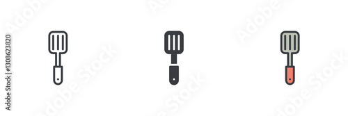 Kitchen spatula different style icon set