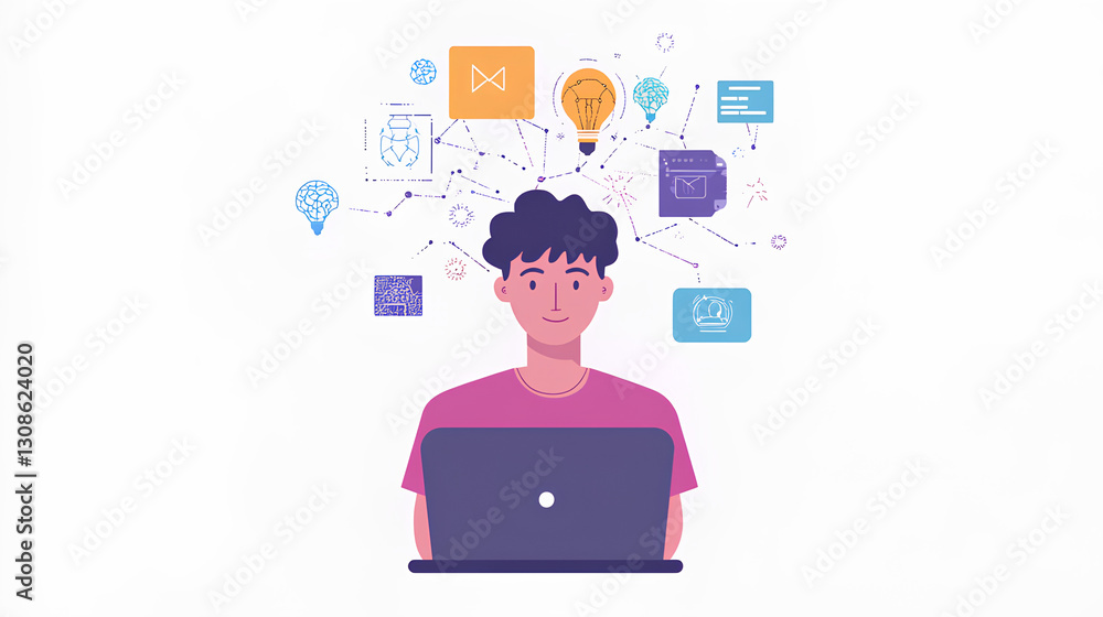 Ai, Artificial intelligence, Man uses laptop to access artificial intelligence tools for content Creation, Chatbots, Image generation, Coding, Translation, and Digital advertising solutions Ai, Artificial intelligence, Man uses laptop to access artificial intelligence tools for content Creation, Chatbots, Image generation, Coding, Translation, and Digital advertising solutions