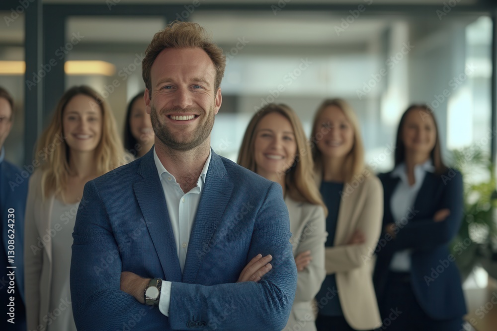 Group of business professionals standing together in an office Group of business professionals standing together in an office