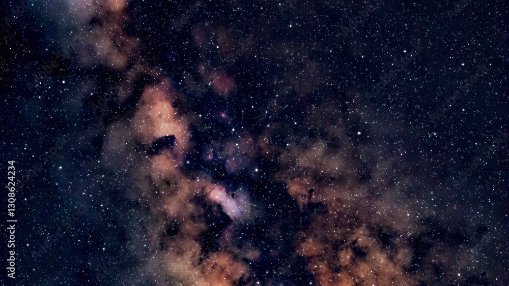 Milky way stars and constellations with a galaxy background.