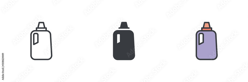 Laundry detergent bottle different style icon set Laundry detergent bottle different style icon set