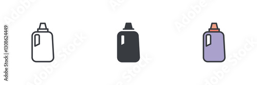 Laundry detergent bottle different style icon set