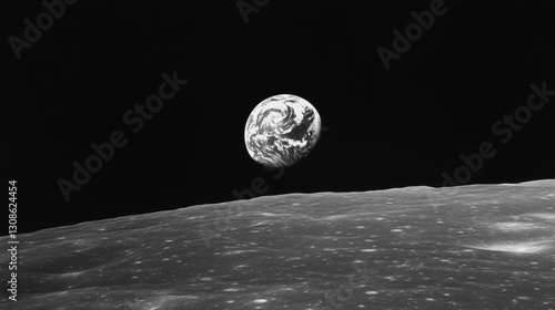 Earth emerges above the moon s surface, highlighting the immensity of space in a captivating image photo