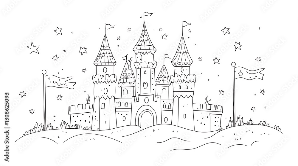 A Fairytale Castle Under a Starry Night Sky A Fairytale Castle Under a Starry Night Sky