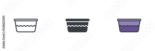 Water basin different style icon set