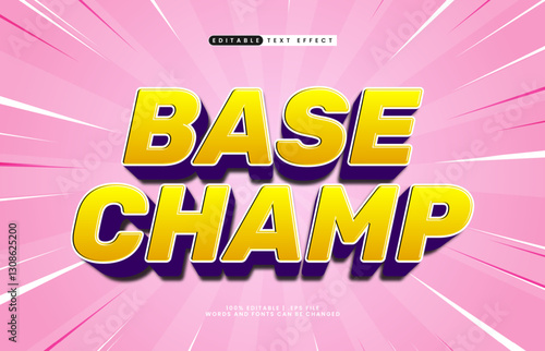 base champ editable text effect with a baseball and sport text effect
