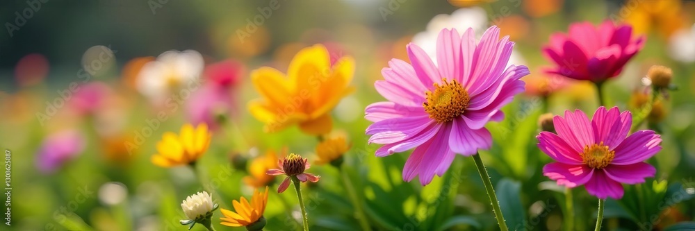 Close-up of colorful wildflowers blooming in spring, Flora, Japan Close-up of colorful wildflowers blooming in spring, Flora, Japan