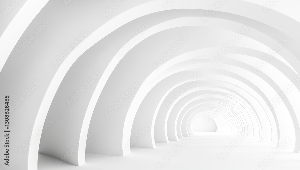 Obraz premium Abstract white arched tunnel perspective