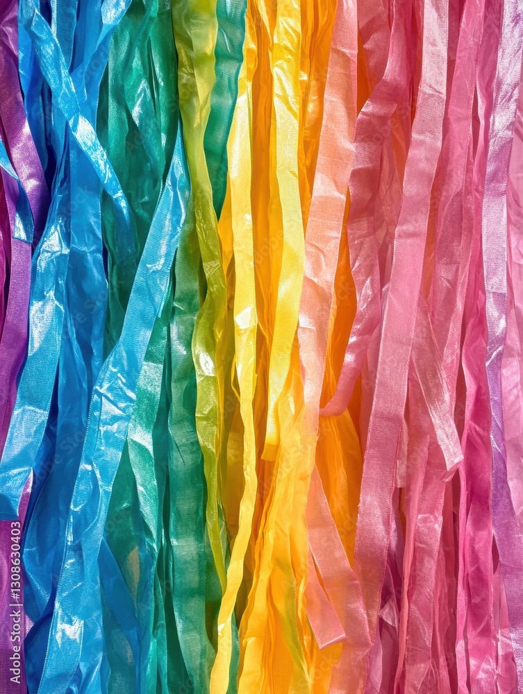 colorful ribbons with a rainbow pattern hanging colorful ribbons with a rainbow pattern hanging