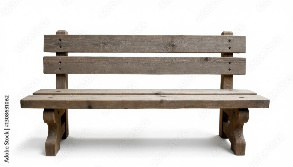 Weathered wooden bench, rustic charm, white backdrop, country, white background Weathered wooden bench, rustic charm, white backdrop, country, white background