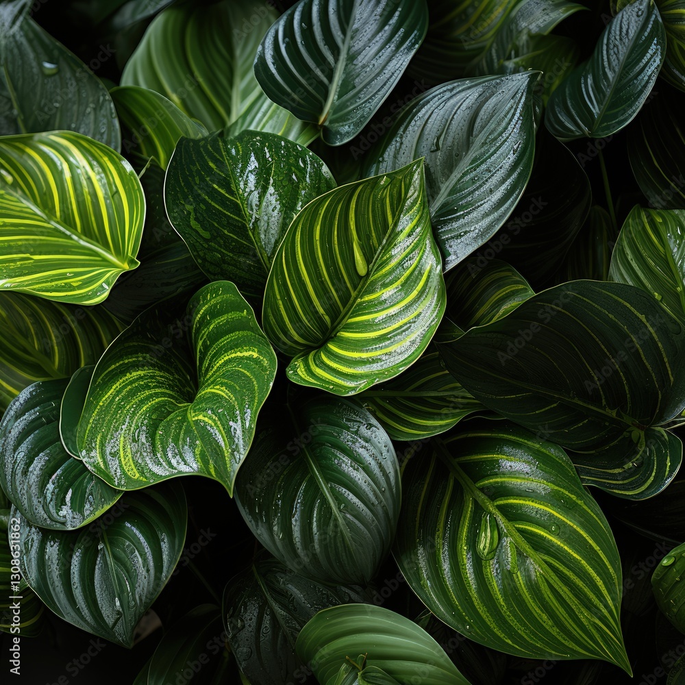Fototapeta premium A Beautiful Display of Dark and Light Green Foliage in Nature