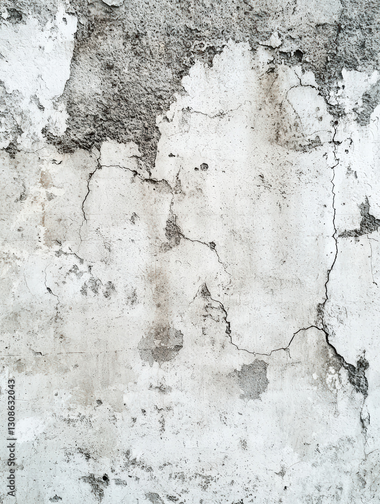 Obraz premium Cracked Wall Texture: A close-up shot capturing the rough, distressed texture of an aged wall with peeling paint and visible cracks.