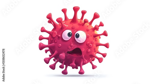 Cartoon Virus, Stressed, Isolated