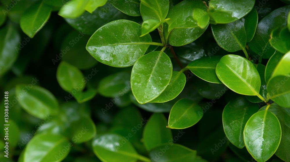 Lush Green Leaves Nature Background Texture Closeup Lush Green Leaves Nature Background Texture Closeup