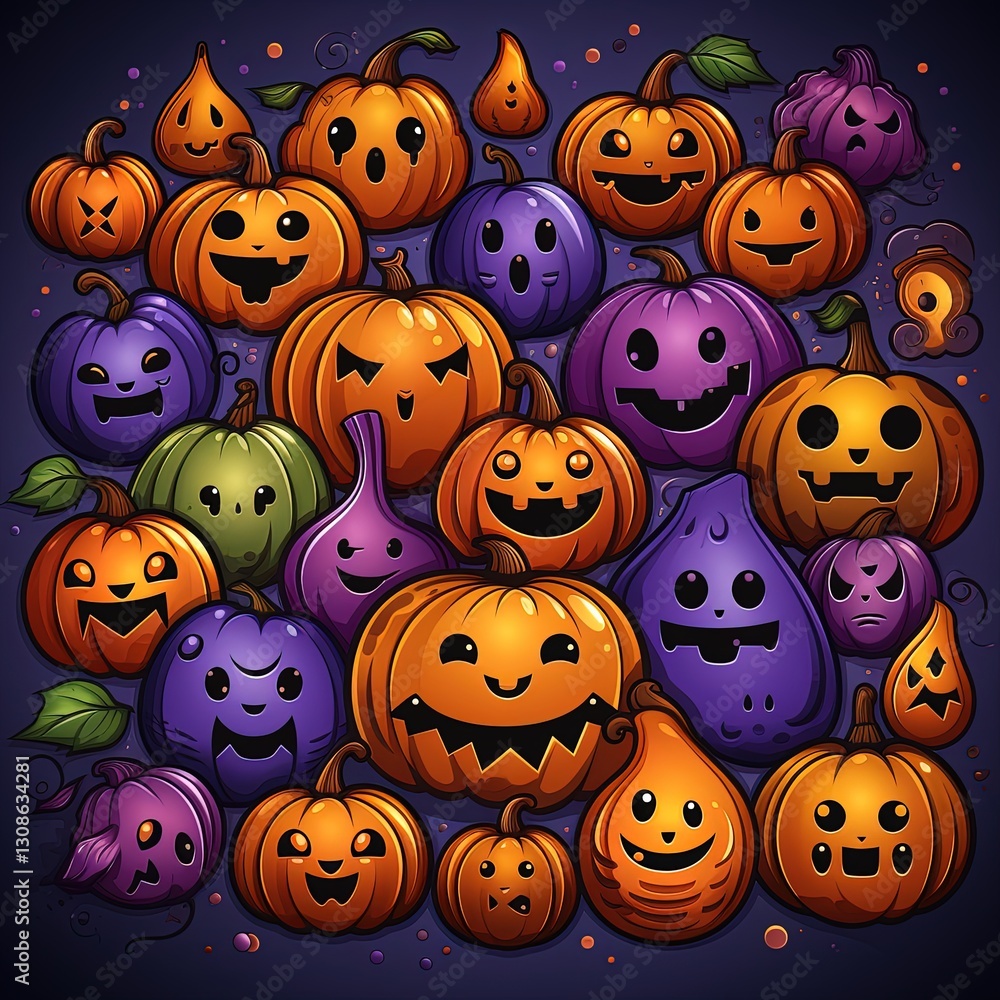 Obraz premium Spooky Halloween Set Featuring Haunted Houses and Creepy Trees