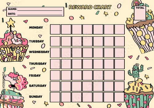 Cute cupcake reward chart for the classroom or house use.