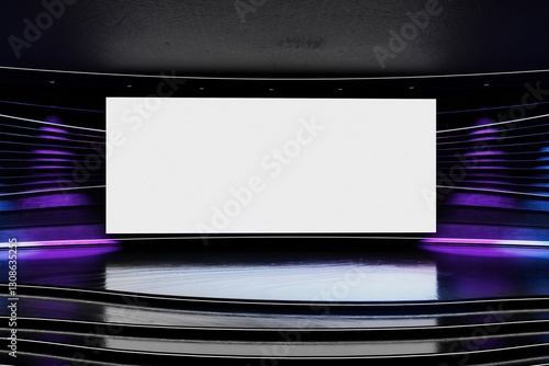 Event Stage design for business conferences, corporate projects presentations, shareholders event or meeting with slides on projection screens