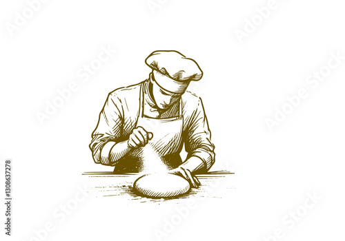 Baker hand drawn sketch illustration vector