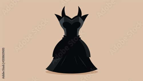 The classic little black dress is given a sustainable twist with the use of discarded black trash bags and woven into a chic formfitting garment.. Vector illustration