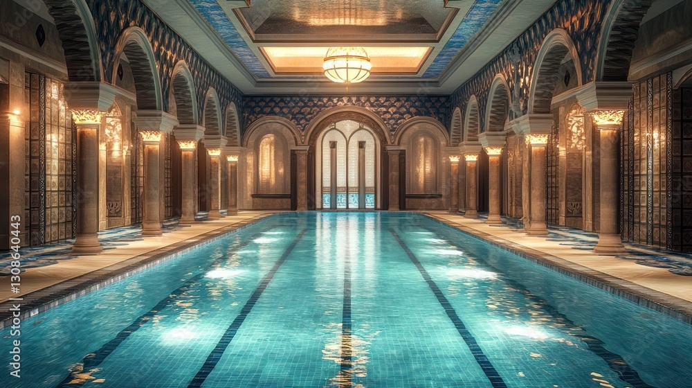 Obraz premium Luxurious Indoor Pool, Moroccan Design