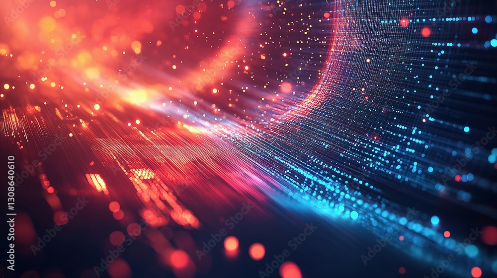 Obraz premium Abstract Technology Background with Glowing Lines and Particles