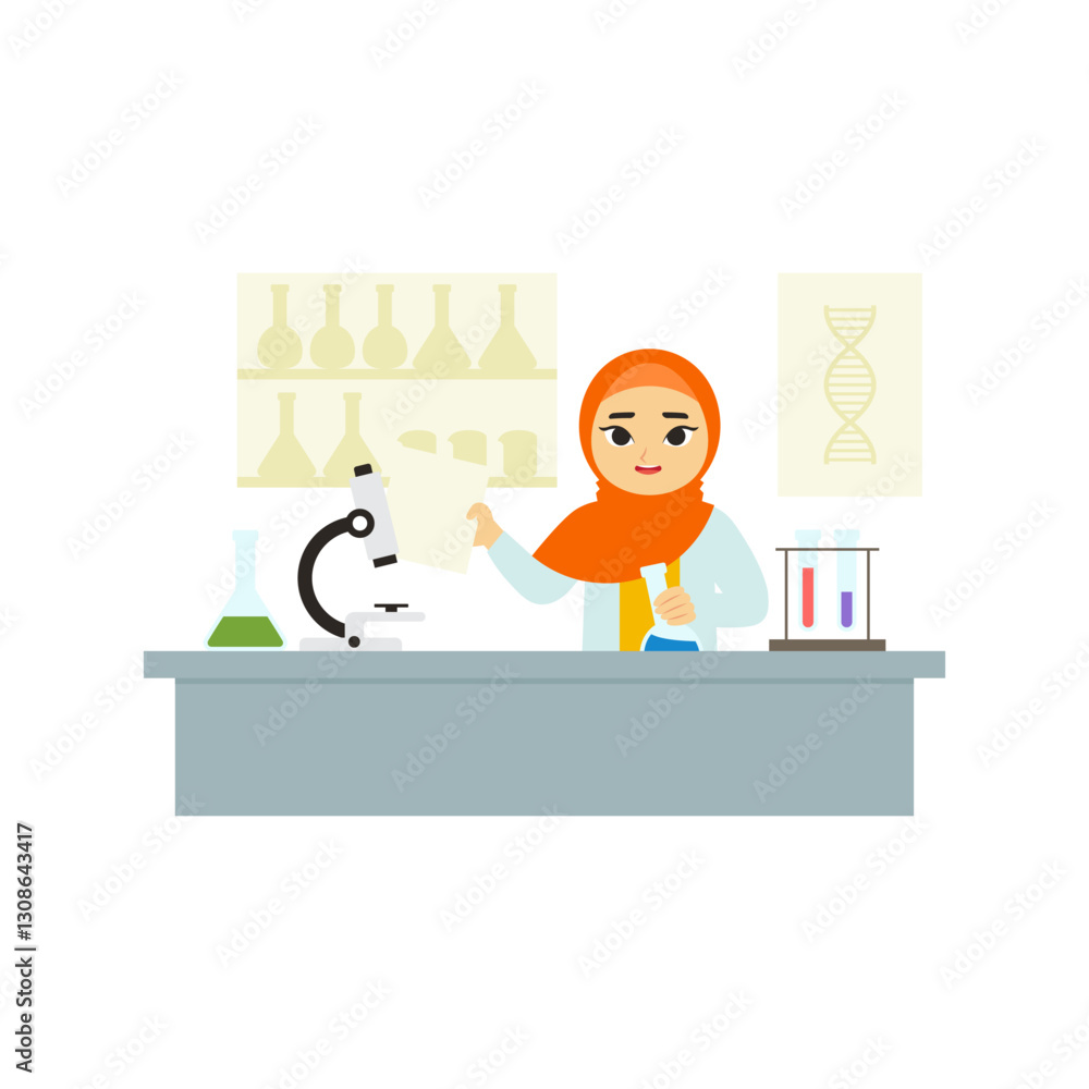 Muslim Women in Science 1 In Laboratory Holding Paper Muslim Women in Science 1 In Laboratory Holding Paper