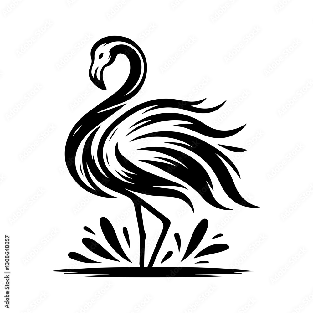 Fototapeta premium flamingo bird logo design. flamingo bird vector logo design