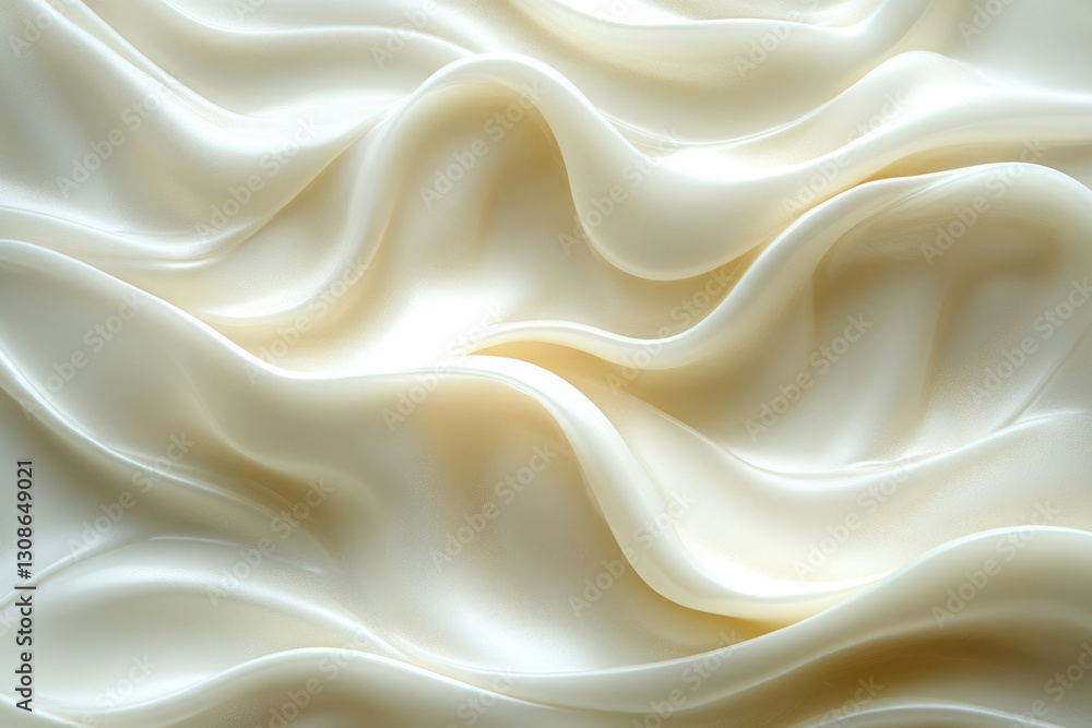 Creamy white silk fabric with elegant, flowing waves and soft texture. Creamy white silk fabric with elegant, flowing waves and soft texture.