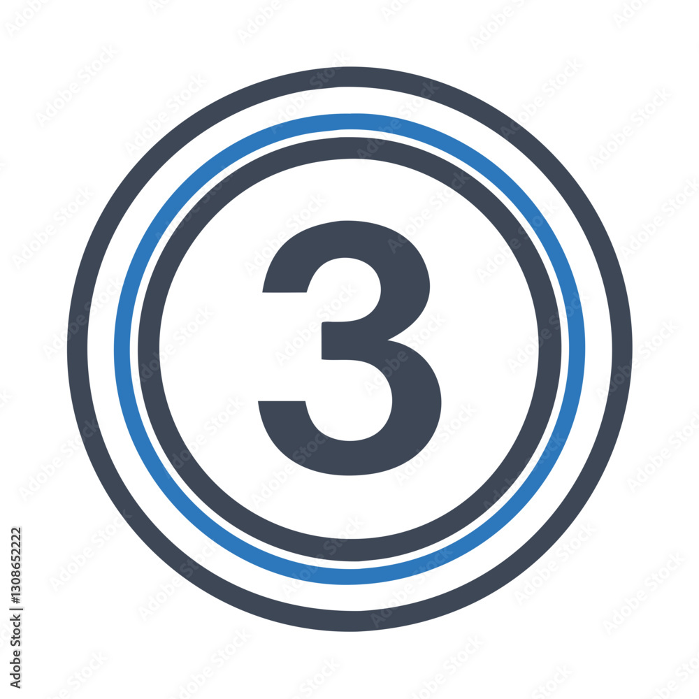 Number 3 inside double ring icon Number 3 inside double ring icon