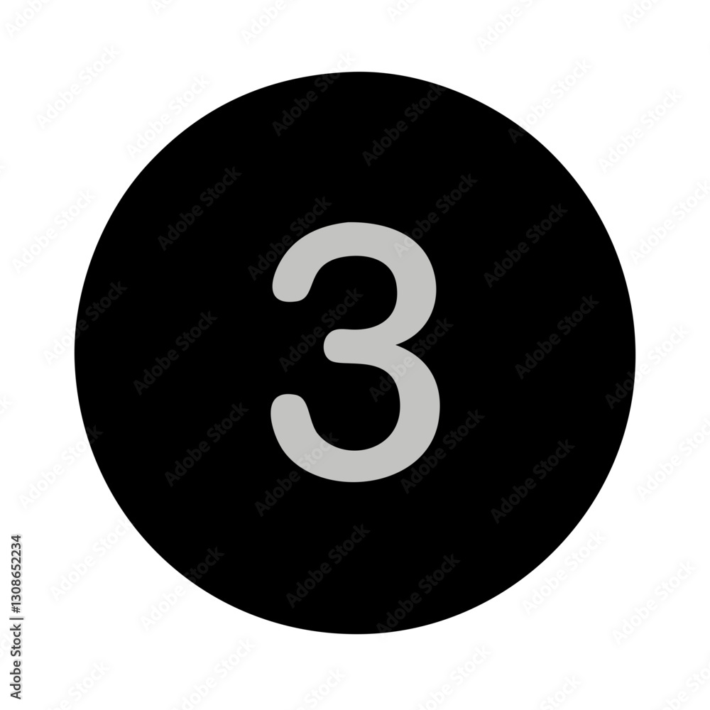 Black number 3 inside solid circle Black number 3 inside solid circle