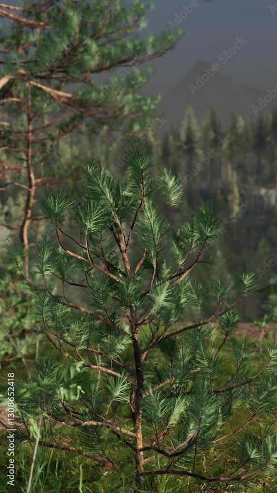 Beautiful mountain view with pine forest Beautiful mountain view with pine forest
