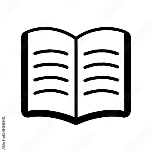 Minimalist black open book icon