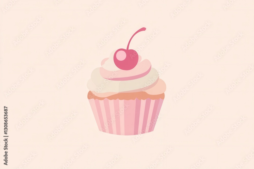 Elegant cupcake logo design featuring cherry on top and warm pastel colors for bakery branding Elegant cupcake logo design featuring cherry on top and warm pastel colors for bakery branding