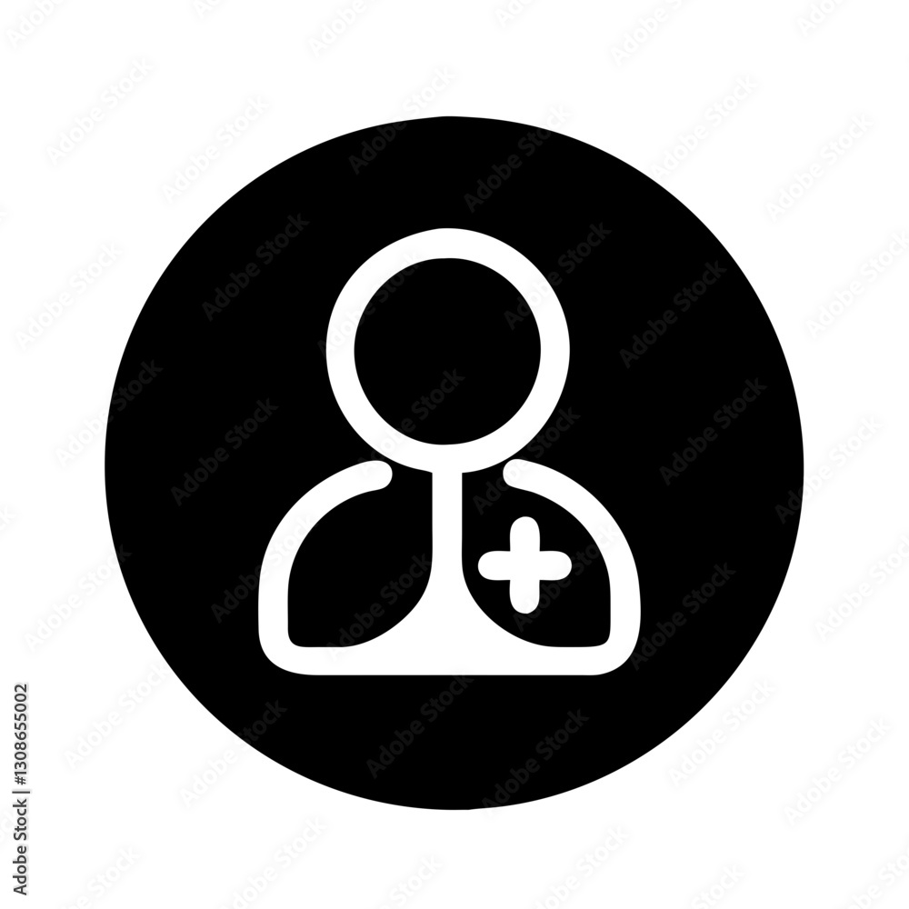 Black and white medical profile icon Black and white medical profile icon