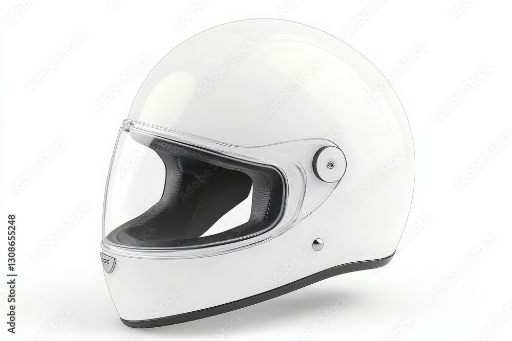 White Motorcycle Helmet for Safety Gear, Studio Shot. White Motorcycle Helmet for Safety Gear, Studio Shot.