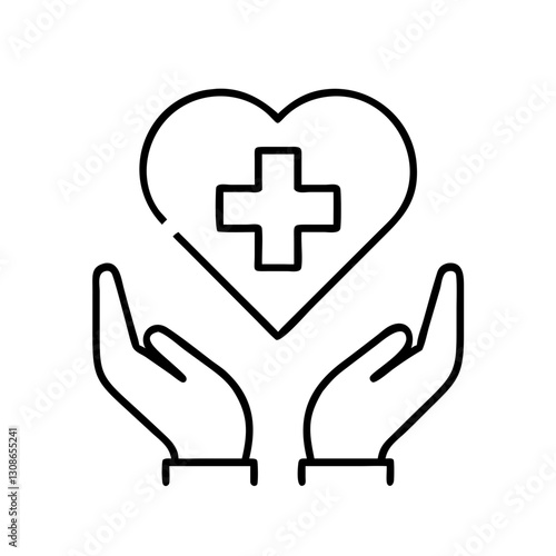 Healthcare heart with hands icon