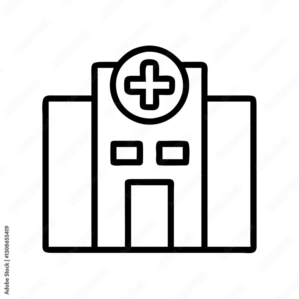 Modern hospital building icon Modern hospital building icon