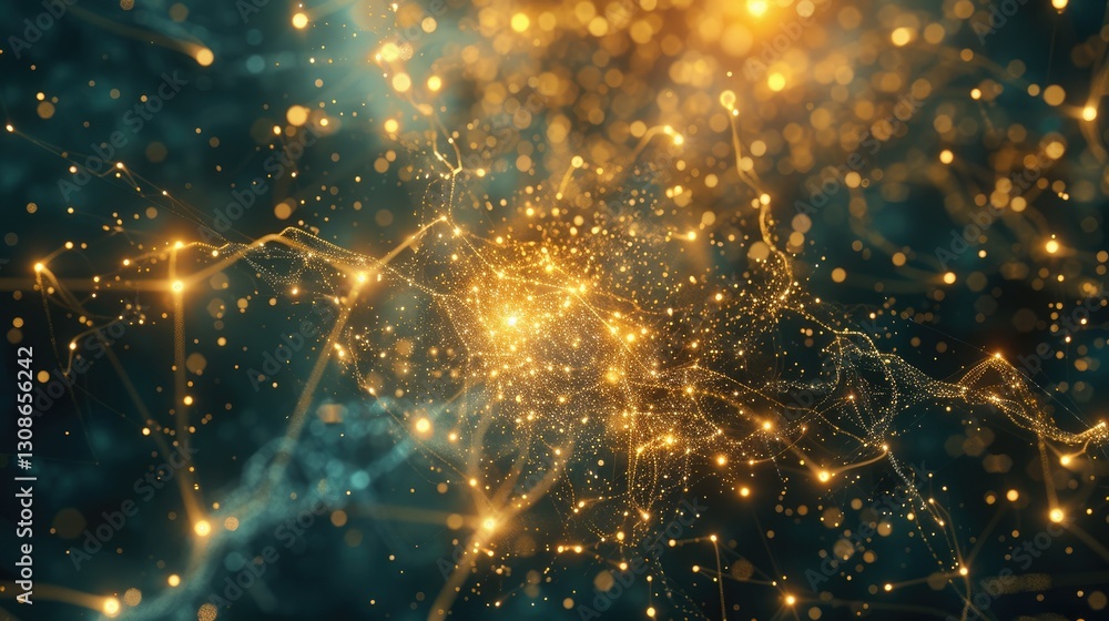 Obraz premium Experience the beauty of ethereal nodes pulsating with light in a cosmic expanse. This mesmerizing artwork captures the dynamic vibrancy of the universe.
