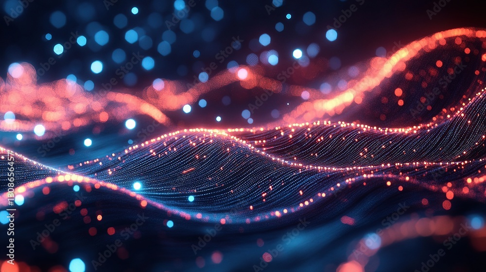 Fototapeta premium Abstract Technology Background with Glowing Lines and Particles