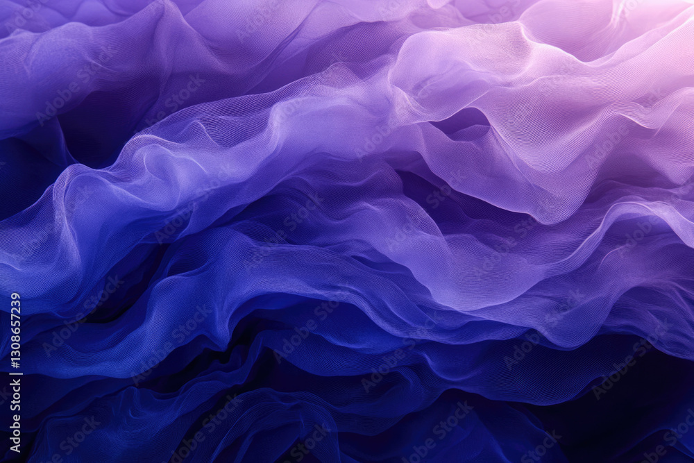 Obraz premium Draped purple and blue sheer fabric, creating a soft, wave-like texture.