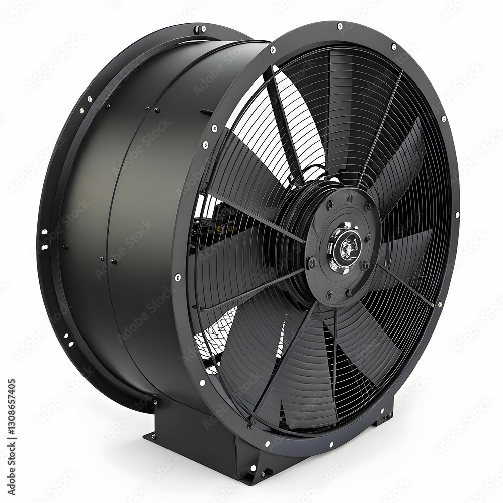 An industrial black fan is a powerful ventilation tool used in large spaces An industrial black fan is a powerful ventilation tool used in large spaces