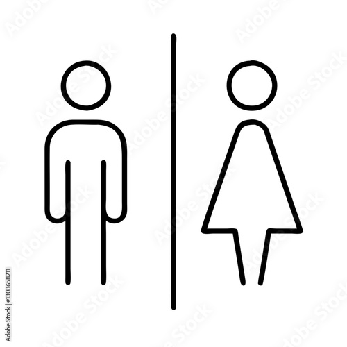 Minimalist restroom icon with male and female symbols