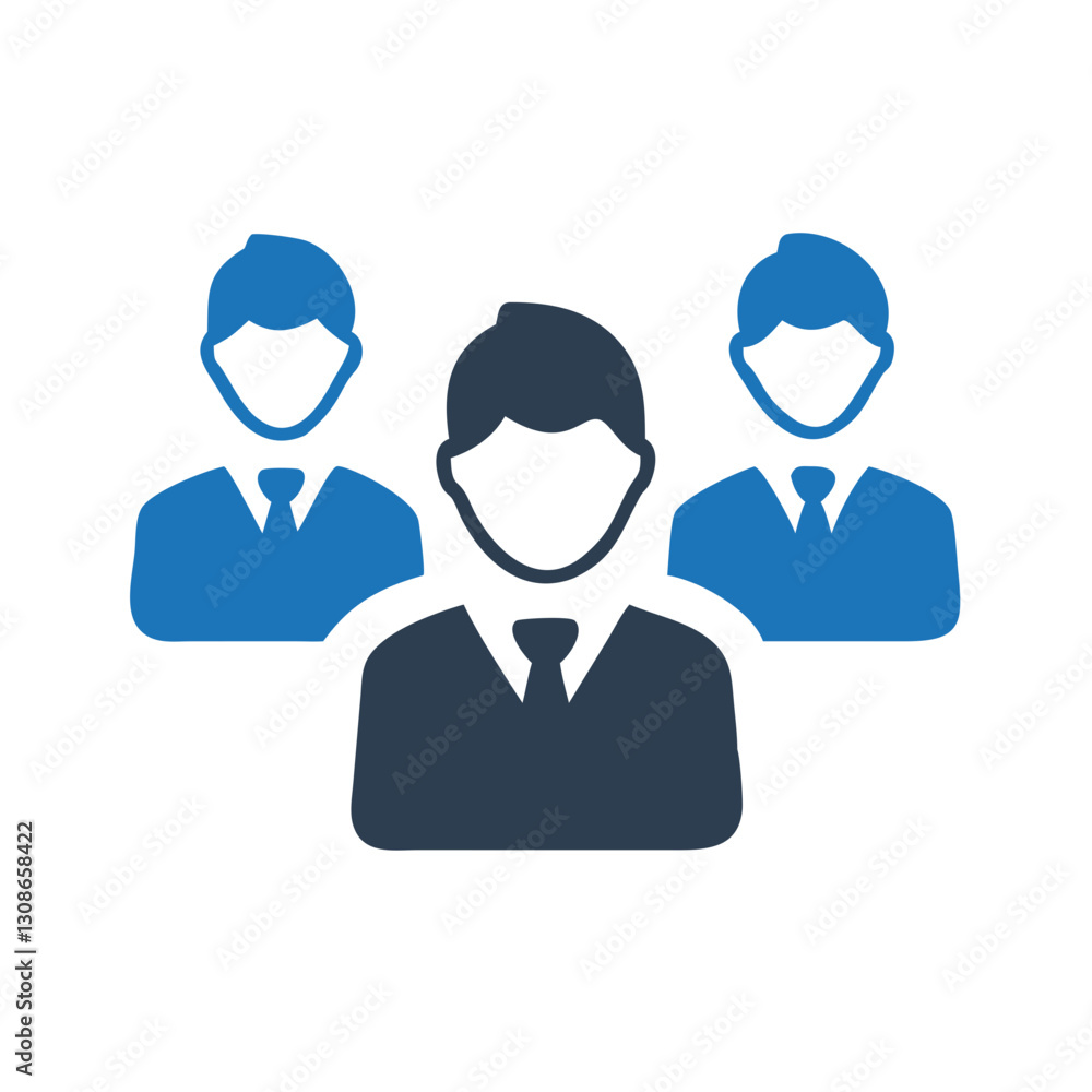 Business-style student group icon in blue Business-style student group icon in blue