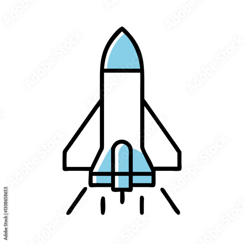 Minimalist space rocket icon with launch trail