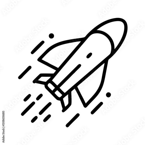 Rocket launch icon in sketch style