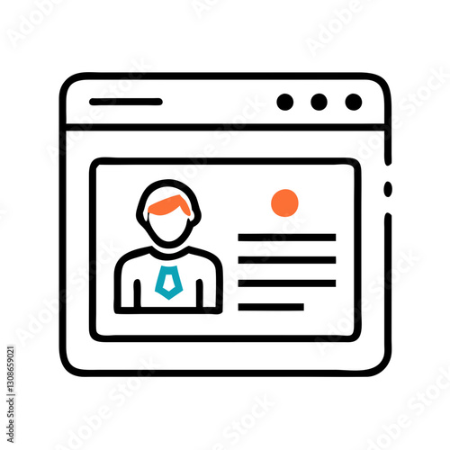 Online user profile icon inside a browser window