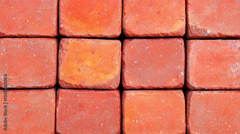Fototapeta premium Red Clay Bricks Pattern on Flat Surface for Construction Use