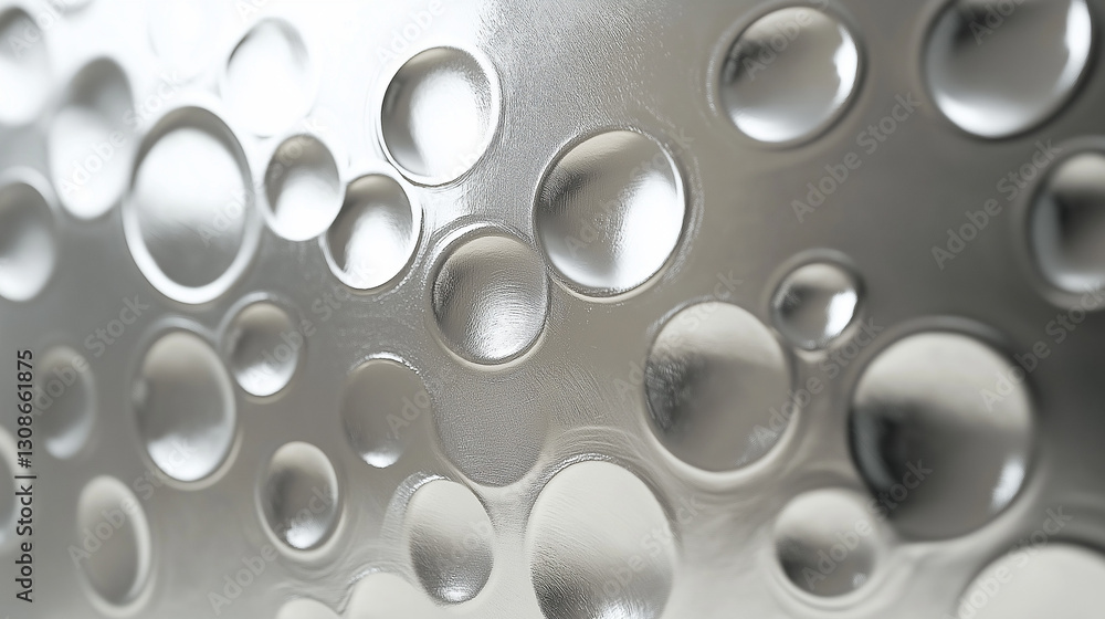 Modern Glossy Silver Texture with Distinct Circular Motifs Modern Glossy Silver Texture with Distinct Circular Motifs